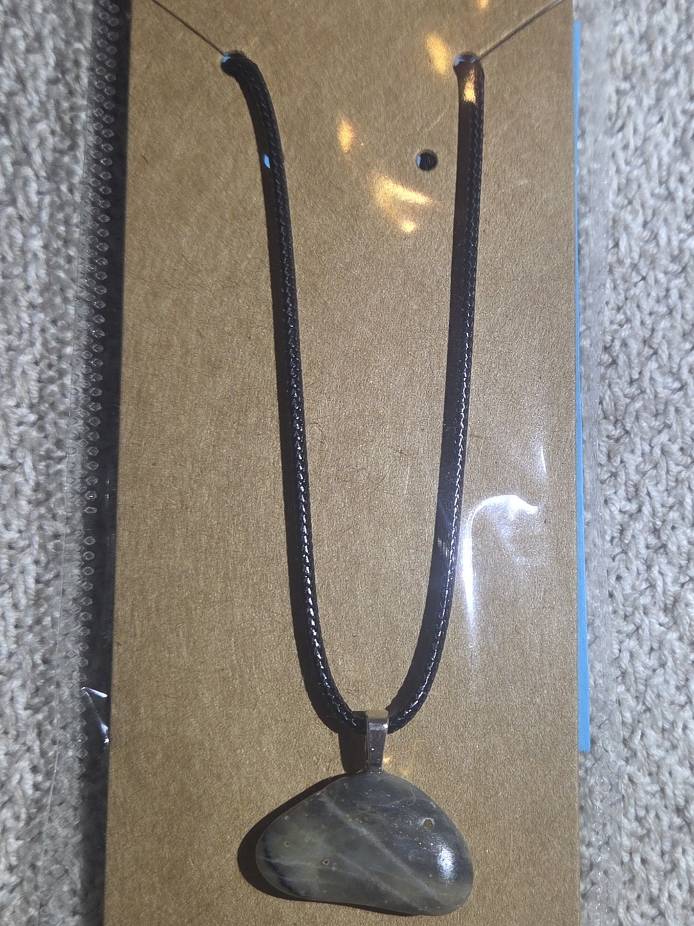 Labradorite Pendant Necklace on Black Cord